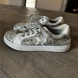Kids Silver Glitter Sneakers